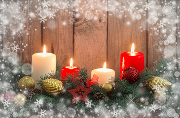 Christmas wreath on old dark background