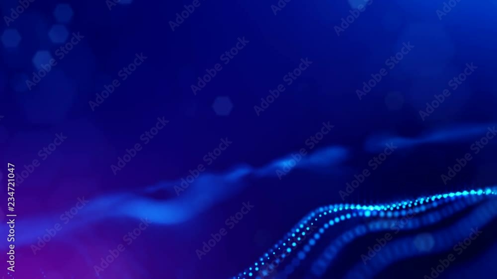 Poster 4k interesting abstract looped backgrounds with luminous particles with depth of field. suitable for