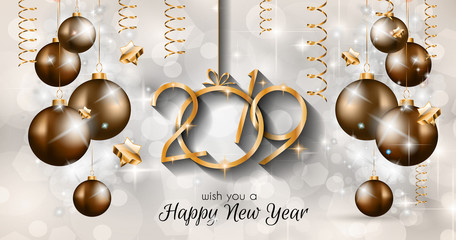 2019 Happy New Year Background for your Seasonal Flyers and Greetings Card or Christmas