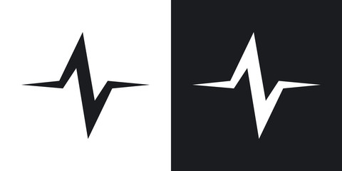 Vector sound wave icon. Two-tone version on black and white background