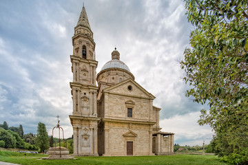 The Renaissance church Madonna di San Biagio. The church was designed by Antonio da Sangallo the Elder and is located at the gates of Montepulciano, Tuscany, Italy