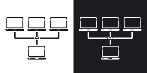 Vector network icon. Two-tone version on black and white background