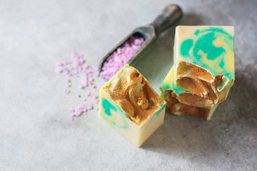 Obraz na płótnie Canvas Organic handmade soap, spa concept.