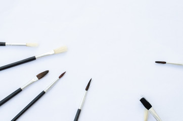 Set of brushes for painting, isolated on white