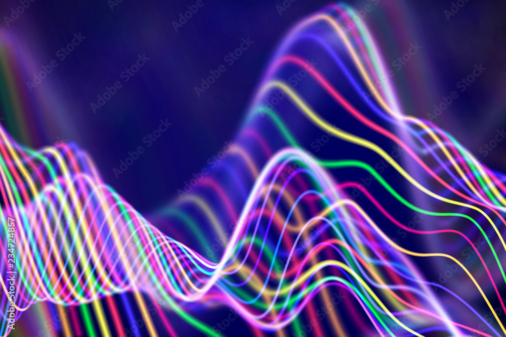Poster 3d sound waves. big data abstract visualization. digital technology concept: virtual landscape. futu