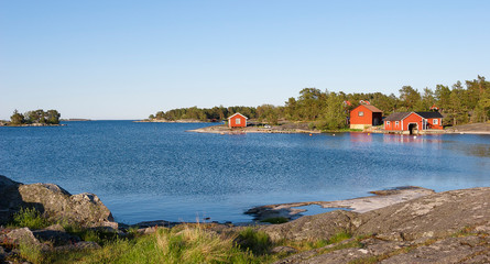 Rocky landscape near Ringsön Island, Stockholm archipelago, sweden