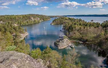 aerial view on Napoleon viken, a famous bay in the Stockholm Skerry garden, Sweden