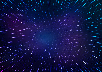 Abstract space background. Flying through hyperspace. Vector illustration