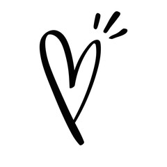 Obraz premium Hand drawn heart, love symbol, calligraphic illustration