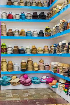 A hat store selling Panama hats in the historic old quarter (Casco Viejo), Panama City, Panama