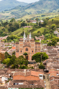 The view of Jerico from Christ Statue hill, Morro El Salvador, in Jerico, Antioquia, Colombia