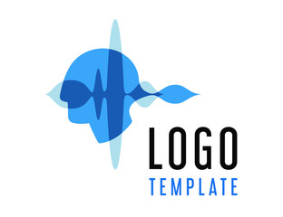 Biometric identification technology of a person's face. authentication of the reflected radiation of an electromagnetic wave of high frequency. Vector logo or button isolated on white background. 