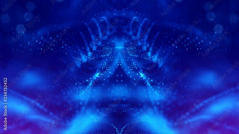 Poster 4k interesting abstract looped backgrounds with luminous particles with depth of field. suitable for