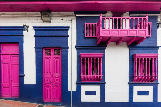 colorful Streets  in La Candelaria aera Bogota capital city of Colombia South America