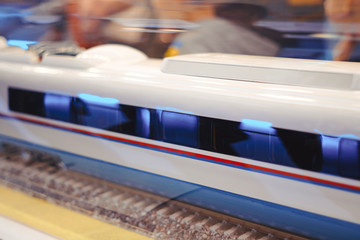 a toy model of a modern electric train