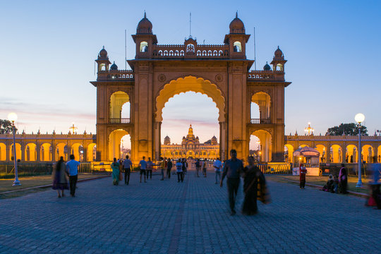 City Palace, entrance gateway to the Maharaja's Palace, Mysore, Karnataka