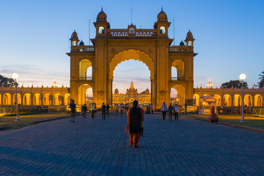 City Palace, entrance gateway to the Maharaja's Palace, Mysore, Karnataka