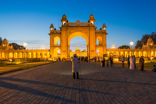 City Palace, entrance gateway to the Maharaja's Palace, Mysore, Karnataka