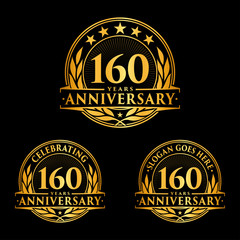 160 years anniversary set. 160th celebration logo collection. Vector and illustration. 
