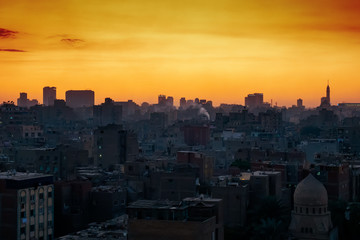 Cairo city Egypt with sunset sky