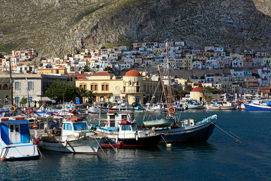 The harbour of Pothia, Kalymnos, Dodecanese, Greek Islands, Greece