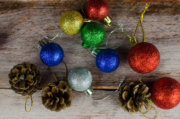 Christmas background new year winter tree gifts nuts bumps