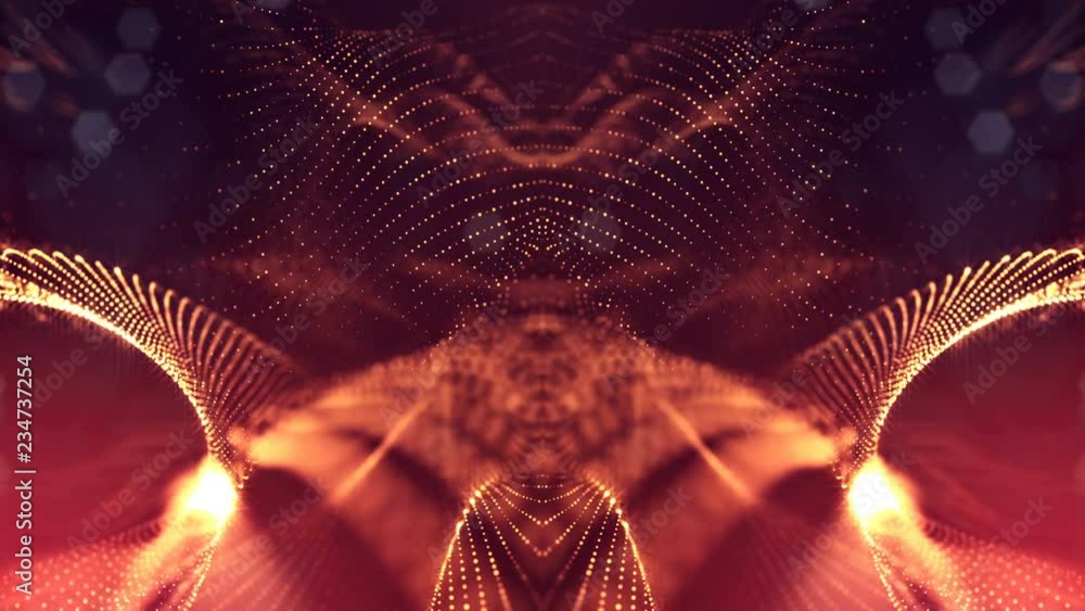 Poster 4k interesting abstract looped backgrounds with luminous particles with depth of field. suitable for