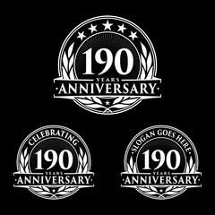 190 years anniversary set. 190th celebration logo collection. Vector and illustration. 
