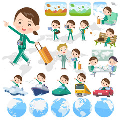 Fototapeta premium school girl Green jersey_travel