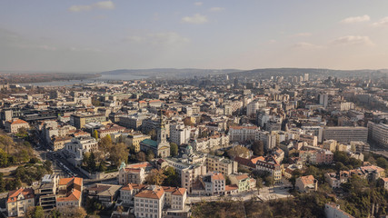 Obraz premium Cityscape of Belgrade at sunny day. Aerial view