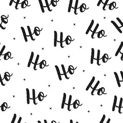 Ho Ho Ho Christmas vector greeting card lettering seamles pattern background
