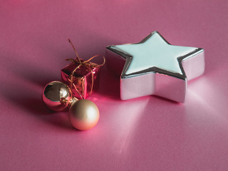 Christmas decoration on the pink background