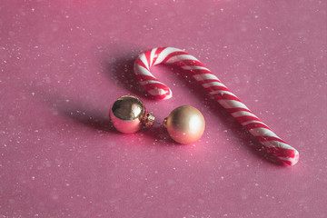 Christmas decoration on the pink background