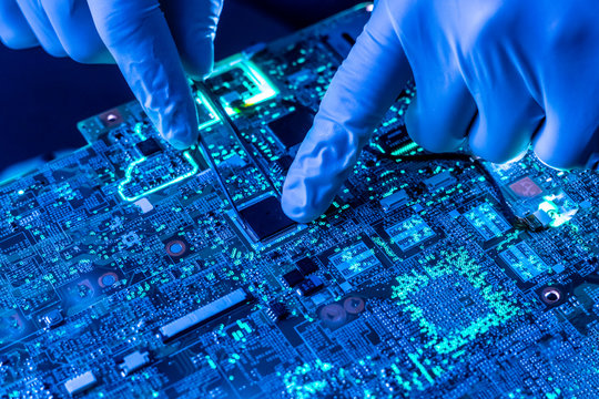 close up beautiful nano electronic technology board  f