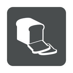 Icono plano pan con rebanadas en cuadrado gris