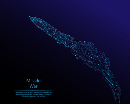 Abstract image of flying rocket in the form of a constellation