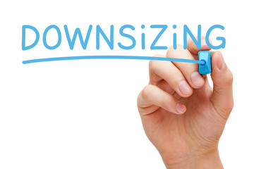 Word Downsizing Handwritten With Blue Marker