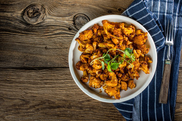 Cauliflower rosettes in a herbal marinade.