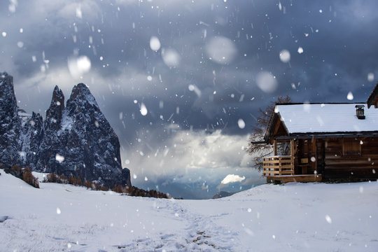 Christmas backround of winter landscape