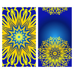 Ethnic Mandala ornament. Templates with mandalas. Vector illustration for congratulation or invitation. The front and rear side