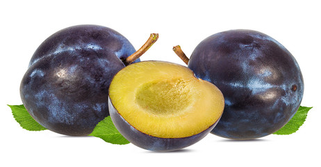 Fresh plum isolated on white background with clipping path