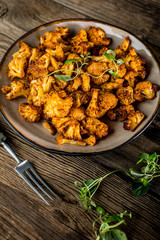 Cauliflower rosettes in a herbal marinade.