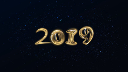 Fototapeta na wymiar 2019 new year golden numbers