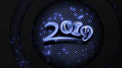 Dark blue circle 2019 new year paper background