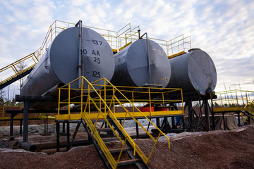 Oil industry. Oil Storage Tanks for petroleum products at the refinery. Septic tanks  will bring down the use of underground water treatment plant.