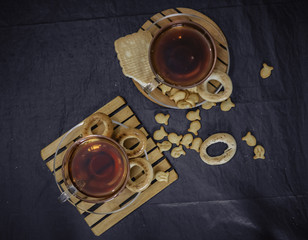 A cup of tea on a dark background