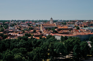 Fototapeta na wymiar View of the city of Vilnius, Lithuania from the top of the Upper Castle