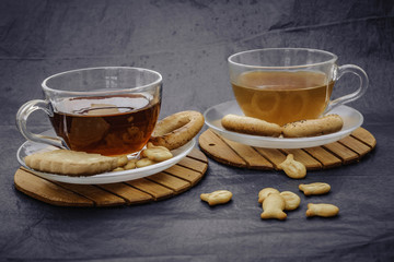 A cup of tea on a dark background
