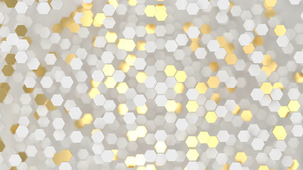 Abstract lux background with white and gold 3d hexagons