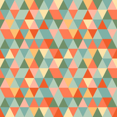 Fototapeta na wymiar Cheerful abstract triangle surface pattern, seamless vector repeat. Trendy minimal style. Great for textiles, wallpaper, scrapbooking, cards, apparel design, gift wrapping paper, home decor etc.